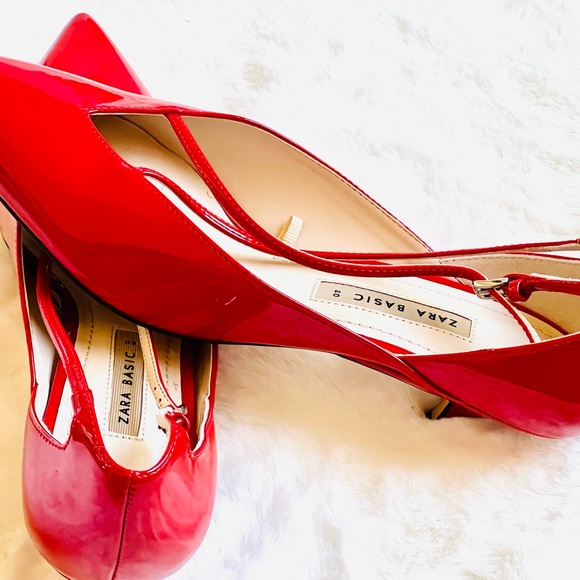 Zara Shoes Zara Kitten Heels Red Patent Leather Never Worn Poshmark